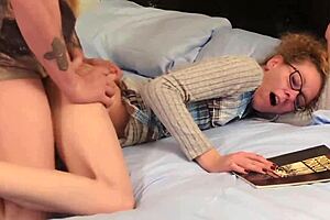 Freeuse nerdy comic book milf with glasses creampied by daddy in domination game part 1