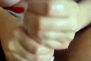 Wife with big boobs offers her husband a relaxing hand massage at home