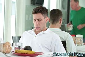 Hey, stepmom blows under table while we're at desk 😏