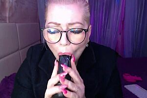 hot russian married slut aimeeparadise performs as webcam mommy with kinky milf blowjob and tits