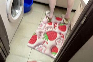 Feeling so aroused jerking off to my stepmom in the bathroom