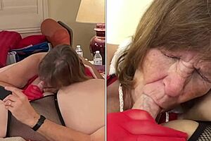 Cocksucking christmas in july with granny carmen amateur homemade blowjob cougar mature bbw fat pov deepthroat close up kissing