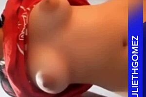 Pregnant Colombian Milf Yulieth Gomez Flashes Big Ass In See Through Lingerie While Bathing And Spanking Girlfriend