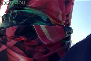 the milf suddenly came up from behind and started jerking me off in front of everyone with her big tits and ass in public pov creampie action