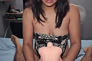 Colombian Sexdoll with Huge Tits Gives Me Titjob While Riding Dildo in Missionary