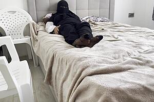 Sexy stepmom called her stepson to her place after a shower and let him fuck her in the pussy with creampie.