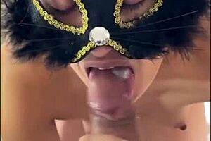 My neighbor just came all over my face during our homemade session! 😈