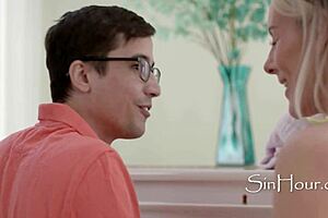 That piano tutor grabs her big tits to show the student how to play Bach properly