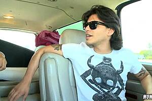 Cougar eagerly sucks that young cock in the back of her SUV while parked