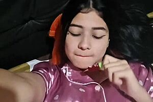 Hot Latina babe wakes up for solo pussy masturbation in real homemade video