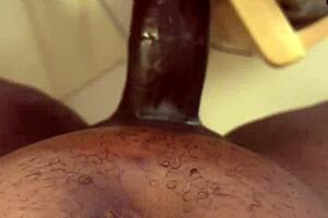 I sneaked a peak at BBC penetrating white pussy with huge toy in bathroom dorm session. It led to intense orgasm from muscular hunk.