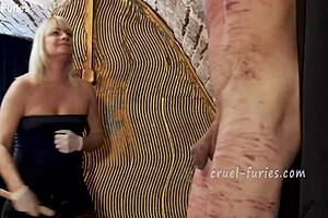I uh, this cruel blonde milf whipped my cock so brutally in femdom session