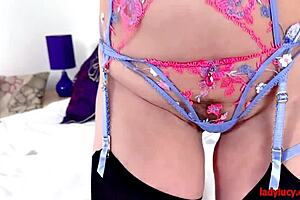 lucy gresty slowly strips out of her summer dress revealing curvy lingerie and big natural tits underneath