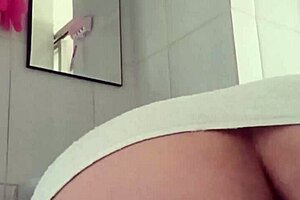 Curvy Latina Maid Teasing in Bathroom with Big Natural Tits and Ripped Clothes During Striptease