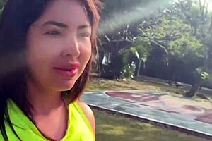 Hot Latina Milf with Big Tits Gets Fucked Outdoors and Covered in Creampie Cumshot