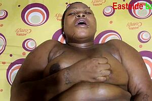 African black woman gets fucked hard. Amateur ebony pornstar takes doggystyle creampie from monster cock.