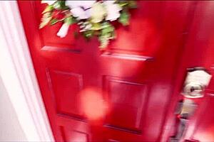 Blonde milf Clover Baltimore teases and strips naked to seduce former babysitter in bedroom.