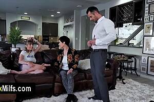 Stepmom, show us your secret blowjob tricks on this teen in our hot FFM threesome!