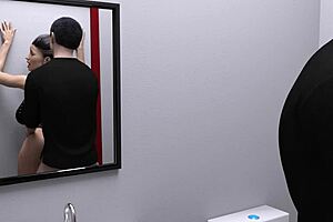 hot milf takes huge cock up her ass in bathroom game - check bio for full version