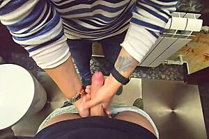 Stranger cums in my panties again inside restaurant toilet.