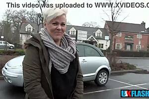 Can everyone see my shameless flashing outdoors? Bree Branning pisses publicly for UK-Flashers.