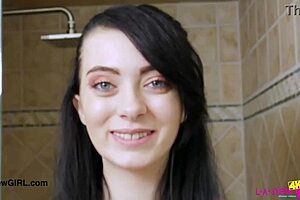 The dark-haired darling enjoyed her relaxing shower time in the bathroom.