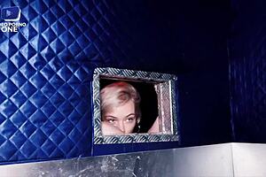 Hey, young naughty girl, are you having fun with that couple in the swinger club?