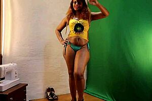 Sun flower bikini try on haul gets more sexy with sri lankan wife in oiled big ass