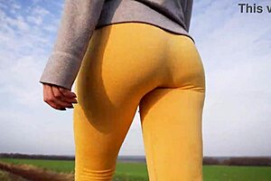 Voyeur Captures Women in Tight Yoga Pants Walking Outdoors with Sexy Ass Worship
