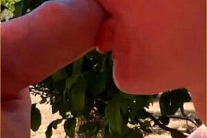 hot wife feels thrilled giving an amazing public blowjob