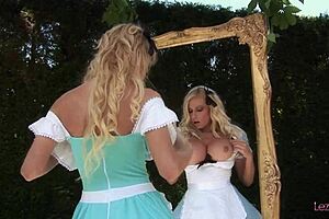 hey, skirts up for dildo fucking our wet pink cunts outdoors