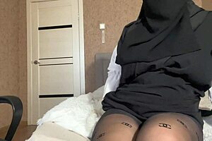 Stepmom, why show your pantyhose in hijab to stepson like that?