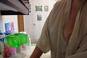 stuck teacher gets a good doggy fuck from behind in the classroom with moans and quickie orgasm