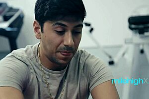 Hey, married client starts flirting with her husband's young 18+ trainer at gym