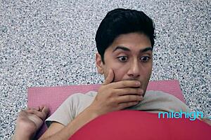 Hey, married client starts flirting with her husband's young 18+ trainer at gym