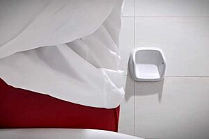 Look at this sexy horny office girl masturbating with her big tits and tight pussy exposed in the bathroom.