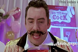 lauren phillips contrasts party game with ffm threesome featuring rough blowjob and rimjob on huge cock