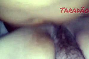 prostitute takes huge cum load in hairy pussy after natural tits massage and deepthroat