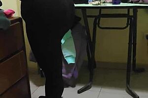 Maid gets teased with clothes ripped off for rough anal sex in leggings