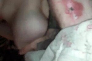 Brunette older woman kneels to suck Joshua Jisms massive BWC in Trick City, focusing on deepthroat techniques and swallowing every drop of cum from the big cock.