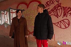 emmita smile flaunts her huge boobs to seduce a young guy into outdoor doggystyle and cowgirl riding