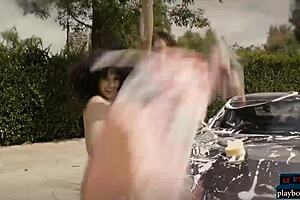 hey playboy babes, ready to wash that mercedes amg gt in hot bikinis outdoors?