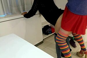 Cleaning girl with tattoos wants to increase big ass with big cock from pervert brunette Latina