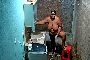 omg hidden camera catches brazilian stepmom depilating while stepson watches her huge tits and fat ass 😱