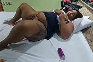 I spotted the chubby Brazilian BBW touching herself, then gave her a hot double penetration session.