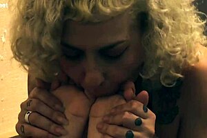 she ties him up for intense foot worship and bondage play