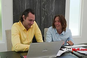 I can't believe I'm in this threesome with my insufferable MILF boss to even the score.