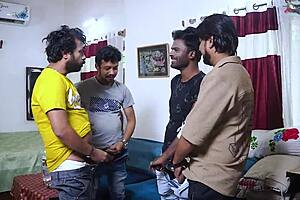 Desi Mallu Bhabhi Gets Hardcore Gangbang Sex in Different Positions with Four Local Boys at Home