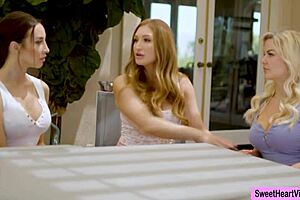 hey, isn't it hot how this lovely couple seduces their ex girlfriend into a threesome with pussy licking, fingering, and 69 face sitting in the snow?