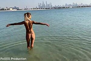 Why Does Monika Fox Swim Naked And Stroll Along Beach?